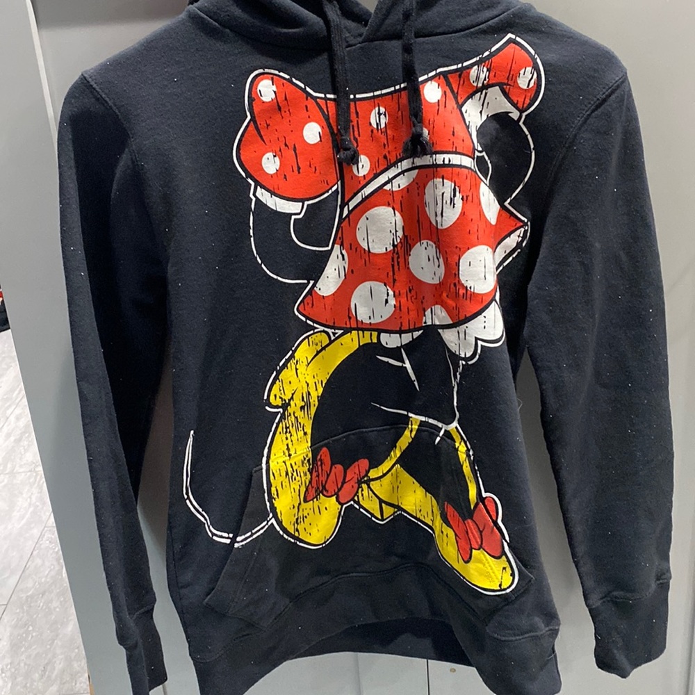 Disney Minnie Mouse black sweater with Minnie ears on hood
